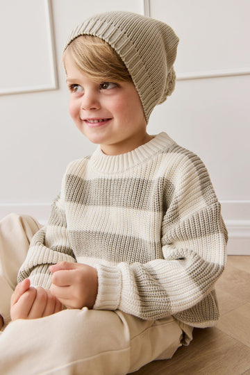 Johan Knit Jumper - Wide Knit Stripe Cloud/Raindance