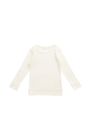 Organic Cotton Modal Marina Long Sleeve Top - Parchment