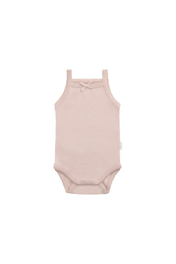 Organic Cotton Bridget Singlet Bodysuit - Shell Pink