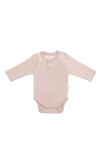 Organic Cotton Long Sleeve Bodysuit - Shell Pink