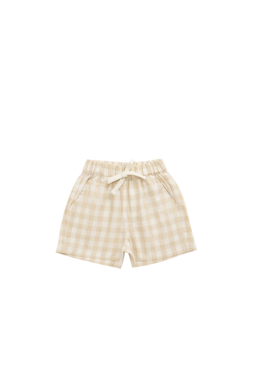 Organic Cotton Louis Short - Gingham Pale Khaki