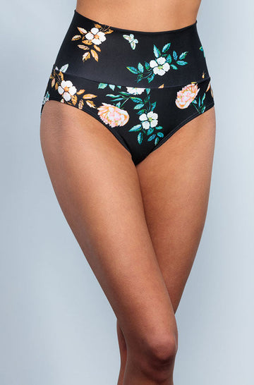 Banded Midrise Bottom - Black Retro Floral - FINAL SALE - FINAL FEW