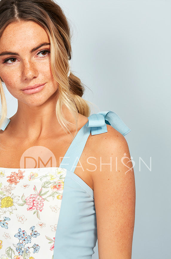 Panel Square Neck Tankini Top - Victorian Garden Color Block - FINAL SALE - LOW STOCK