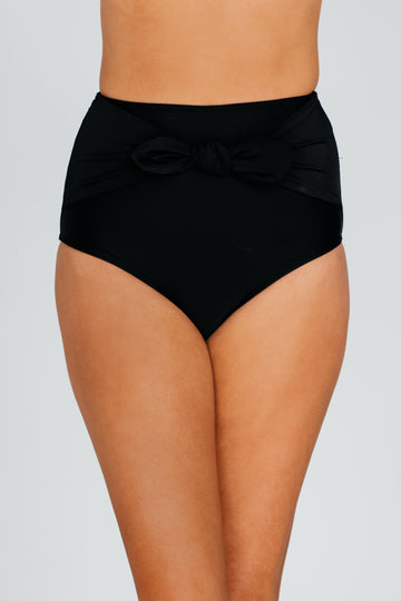 Front Tie High Waist Bottom - Black