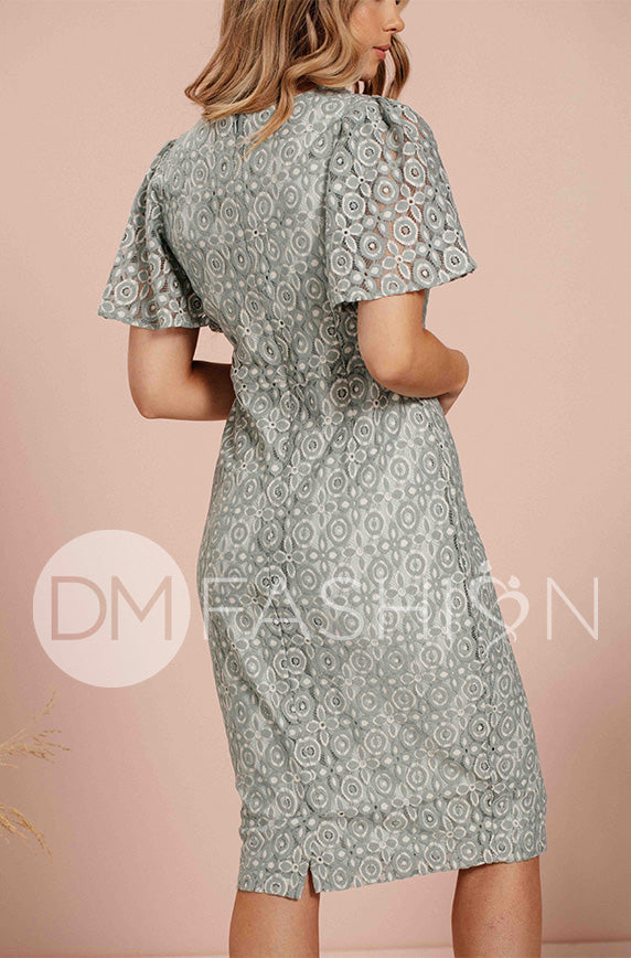 Victoria Silver Blue Lace Sheath Dress - DM Exclusive - FINAL SALE