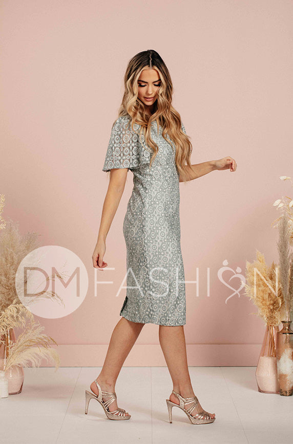 Victoria Silver Blue Lace Sheath Dress - DM Exclusive - FINAL SALE