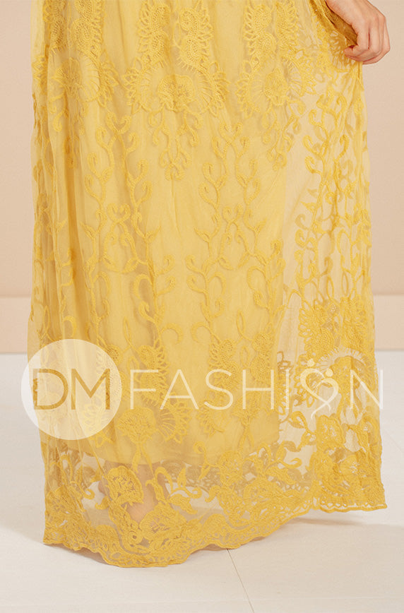Aspen Sunset Gold Lace Dress - DM Exclusive - Maternity Friendly - FINAL SALE