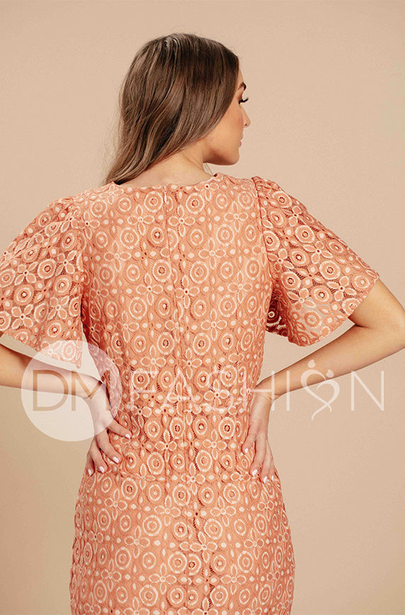 Victoria Melon Lace Sheath Dress - DM Exclusive - FINAL SALE