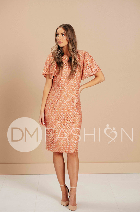 Victoria Melon Lace Sheath Dress - DM Exclusive - FINAL SALE