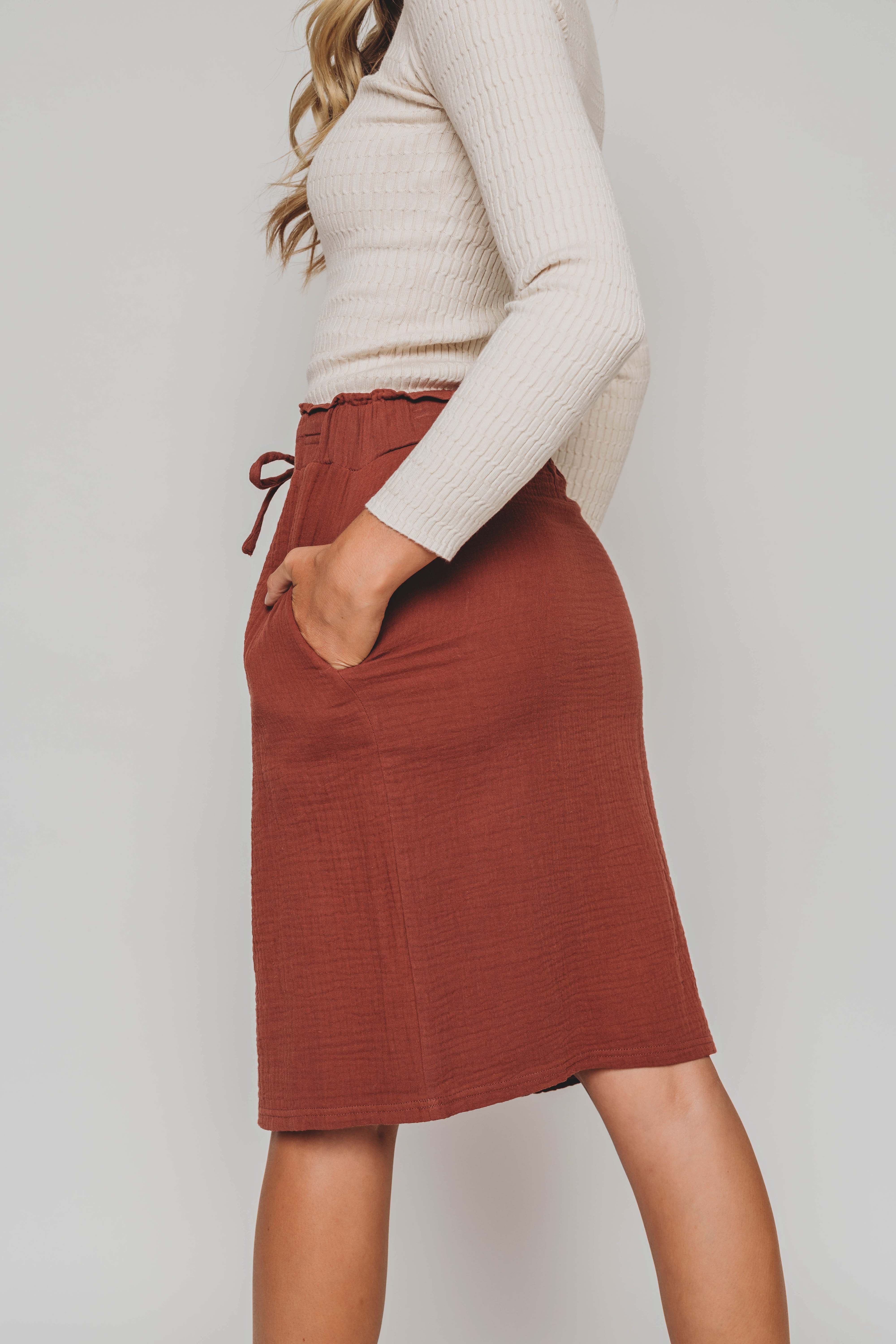 Celina Burnt Orange Midi Skirt