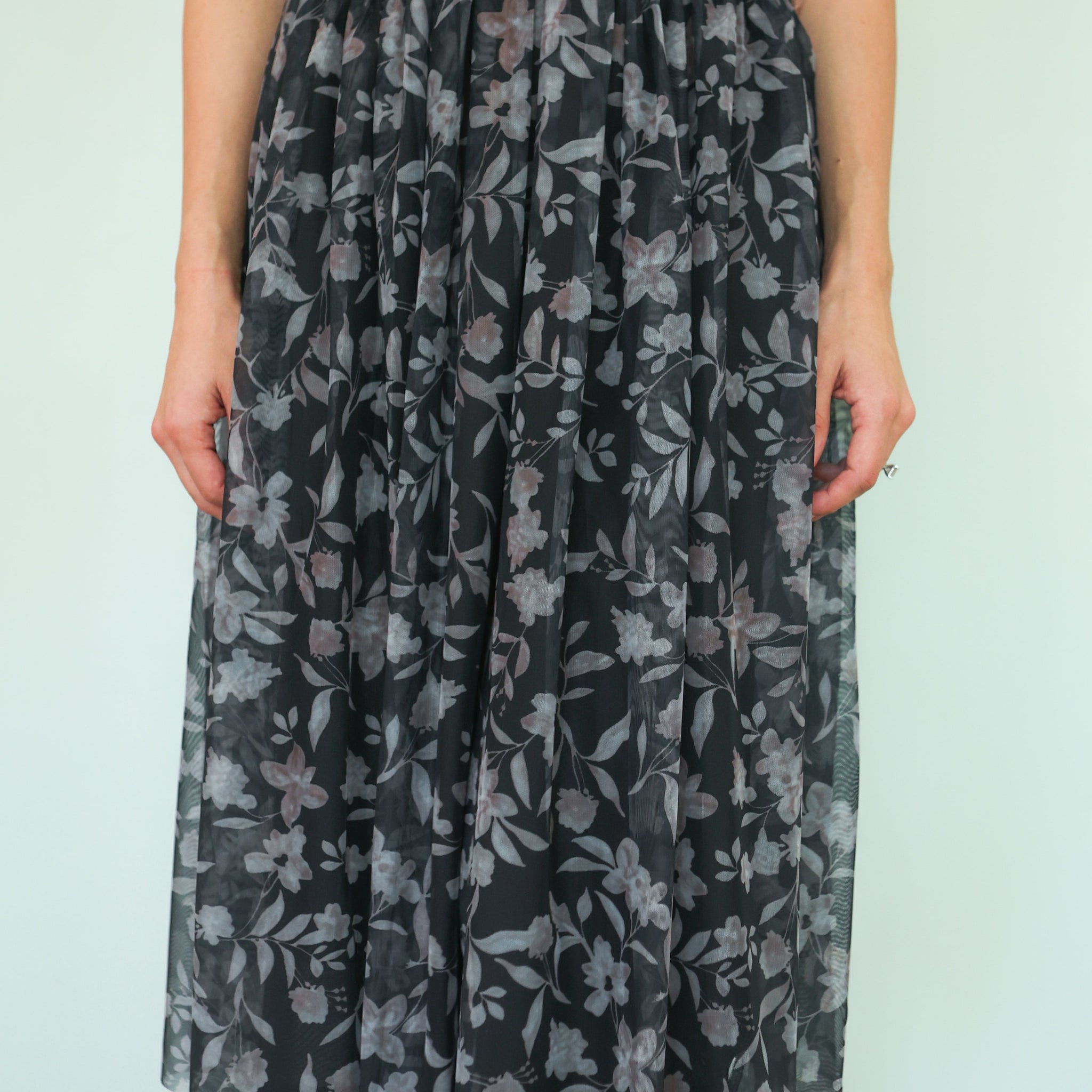 Blooming Orchid Black Floral Skirt - FINAL SALE