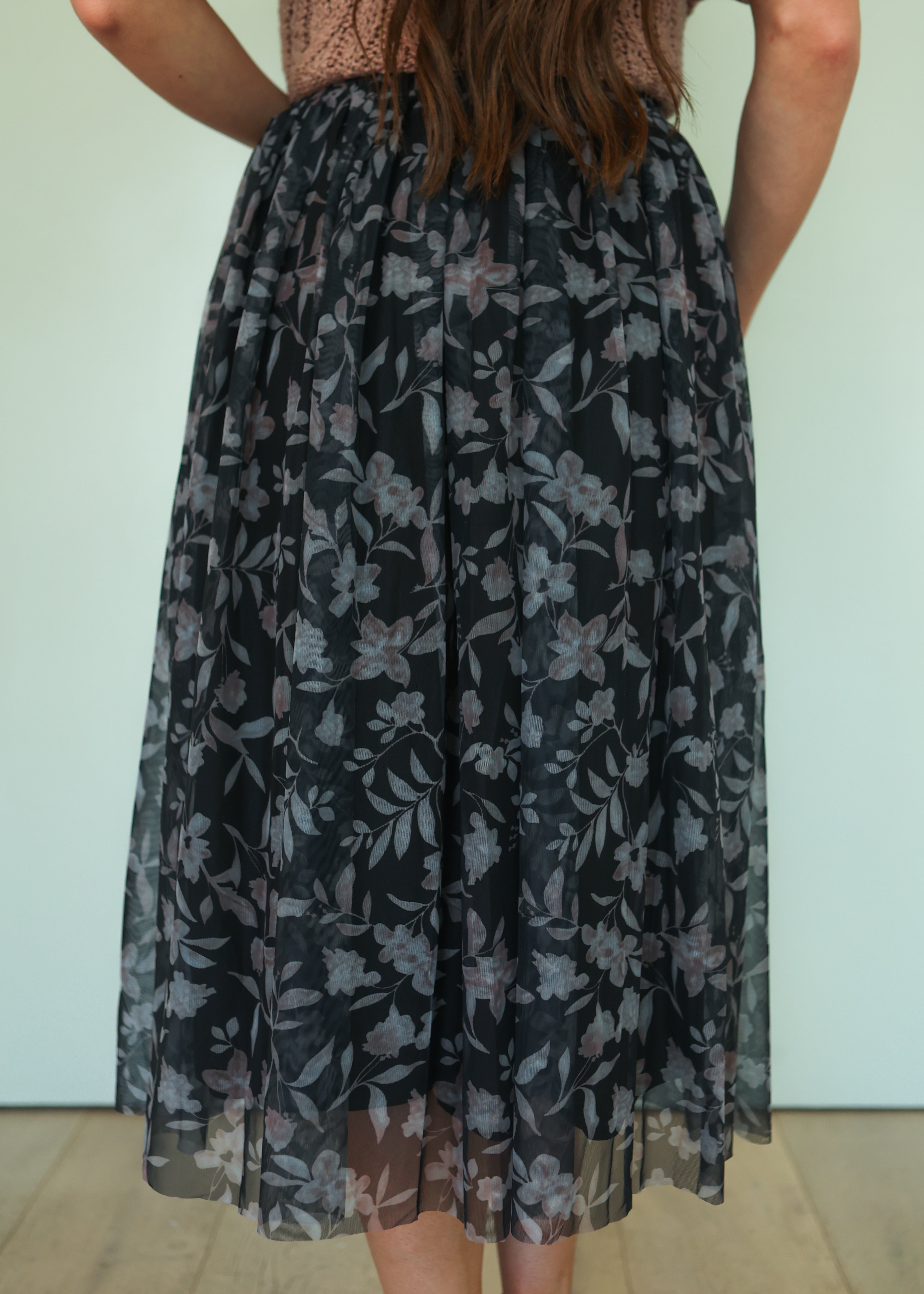 Blooming Orchid Black Floral Skirt - FINAL SALE
