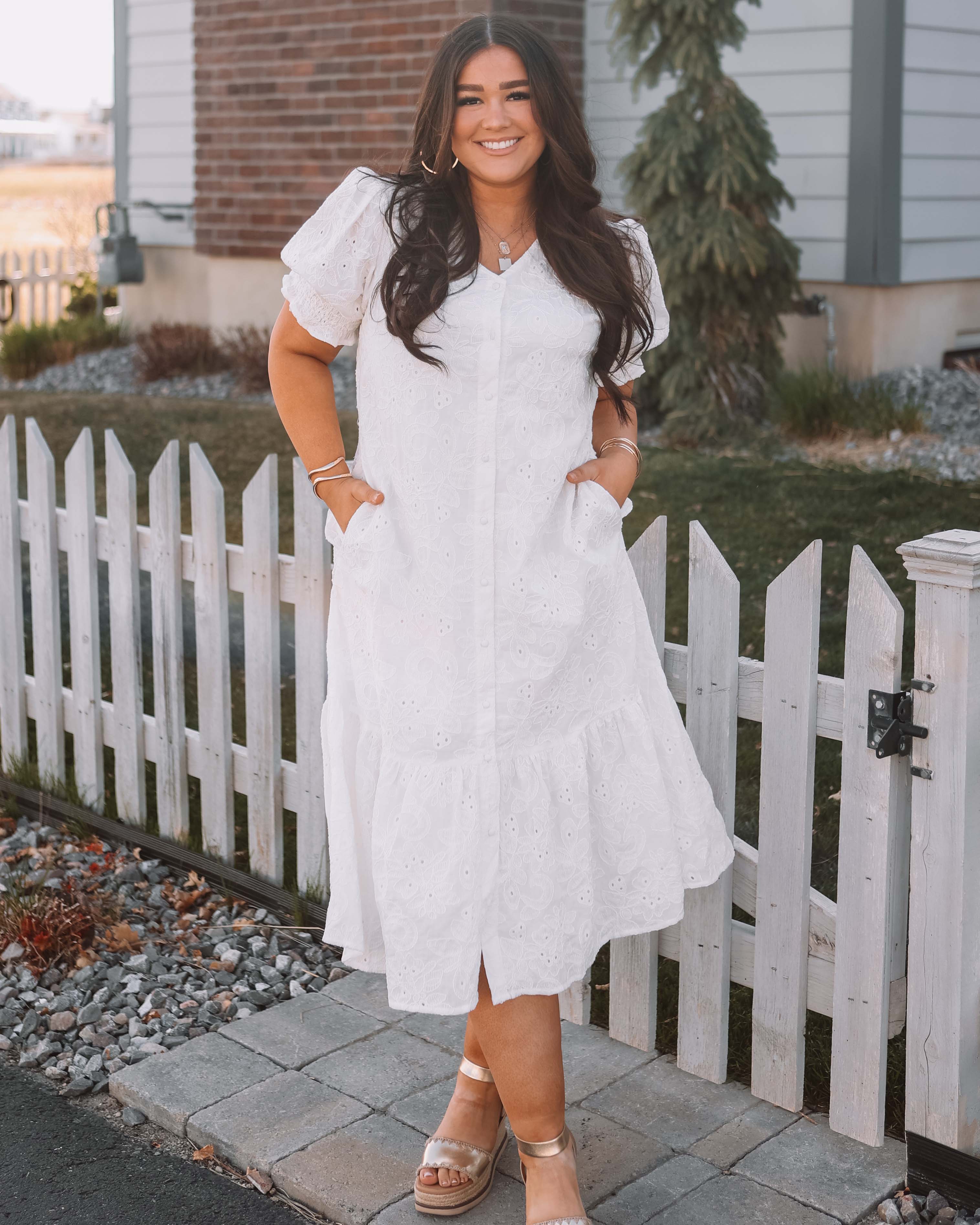 Hazel White Eyeylet Dress - MCO - Nursing Friendly - Maternity Friendly