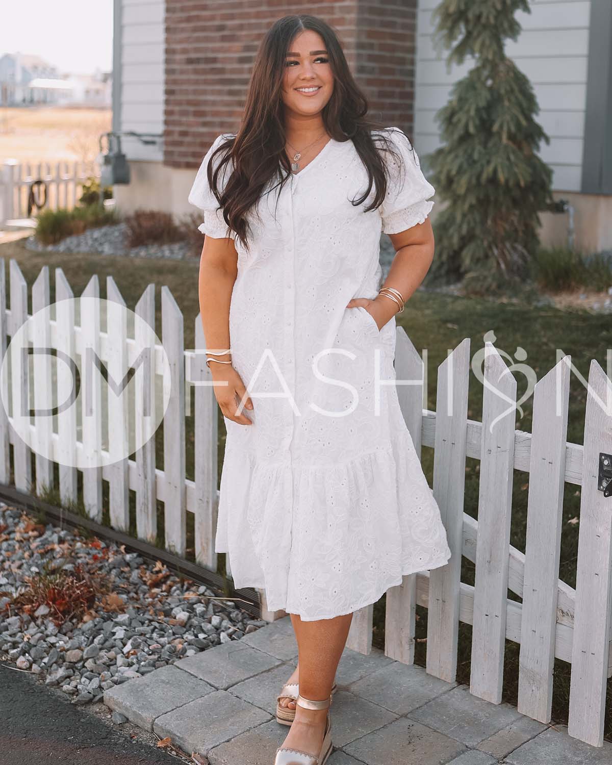 Hazel White Eyeylet Dress - MCO - Nursing Friendly - Maternity Friendly