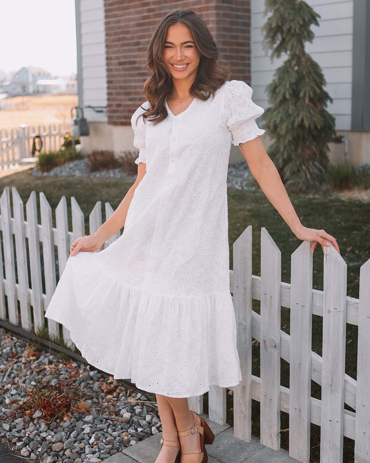 Hazel White Eyeylet Dress - MCO - Nursing Friendly - Maternity Friendly