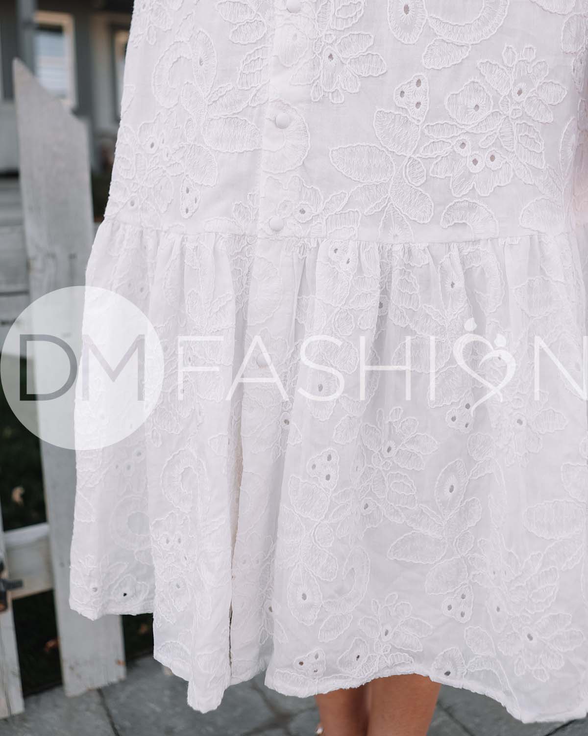 Hazel White Eyeylet Dress - MCO - Nursing Friendly - Maternity Friendly