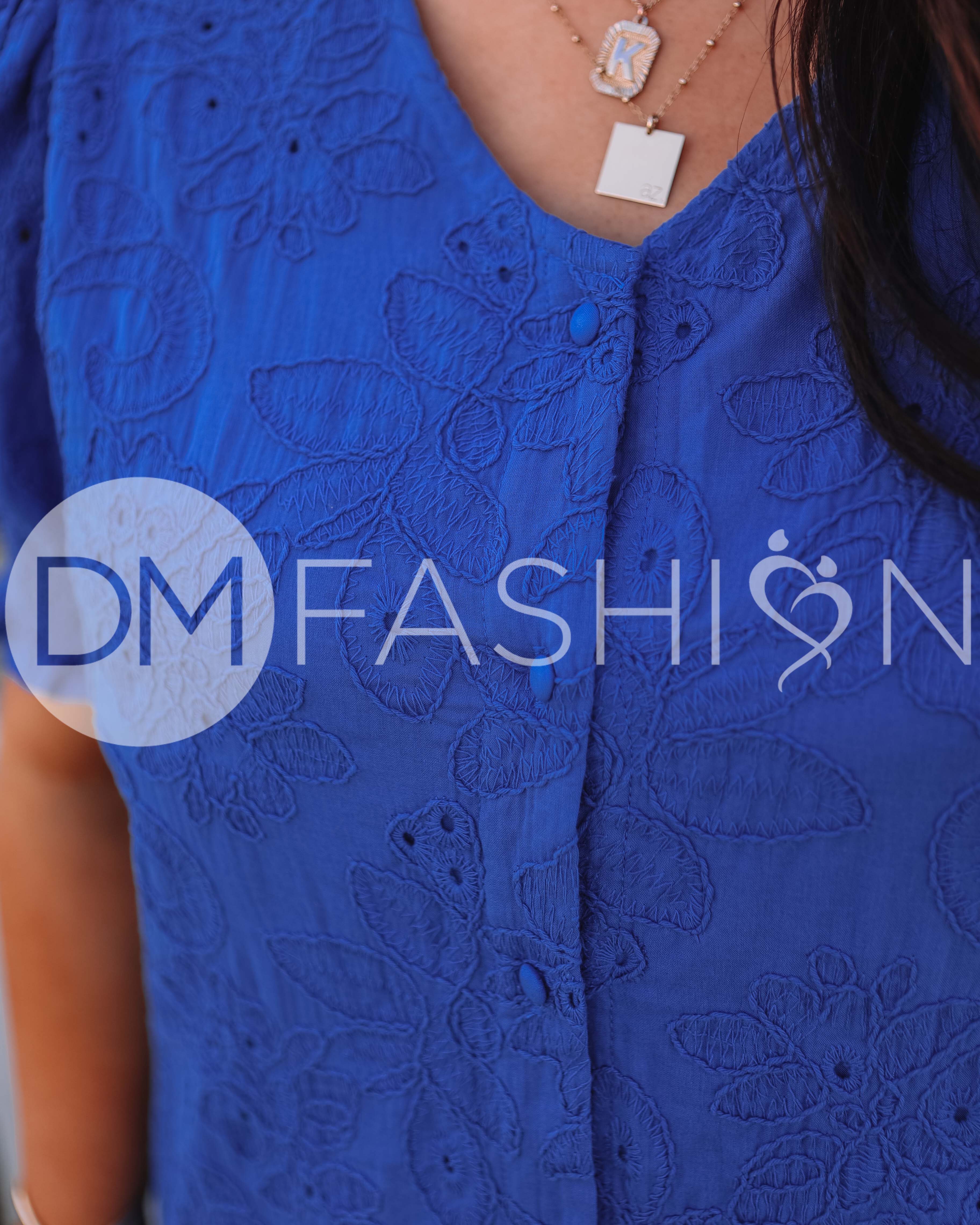 Hazel Royal Blue Eyelet Dress - MCO - Maternity Friendly - Nursing Friendly