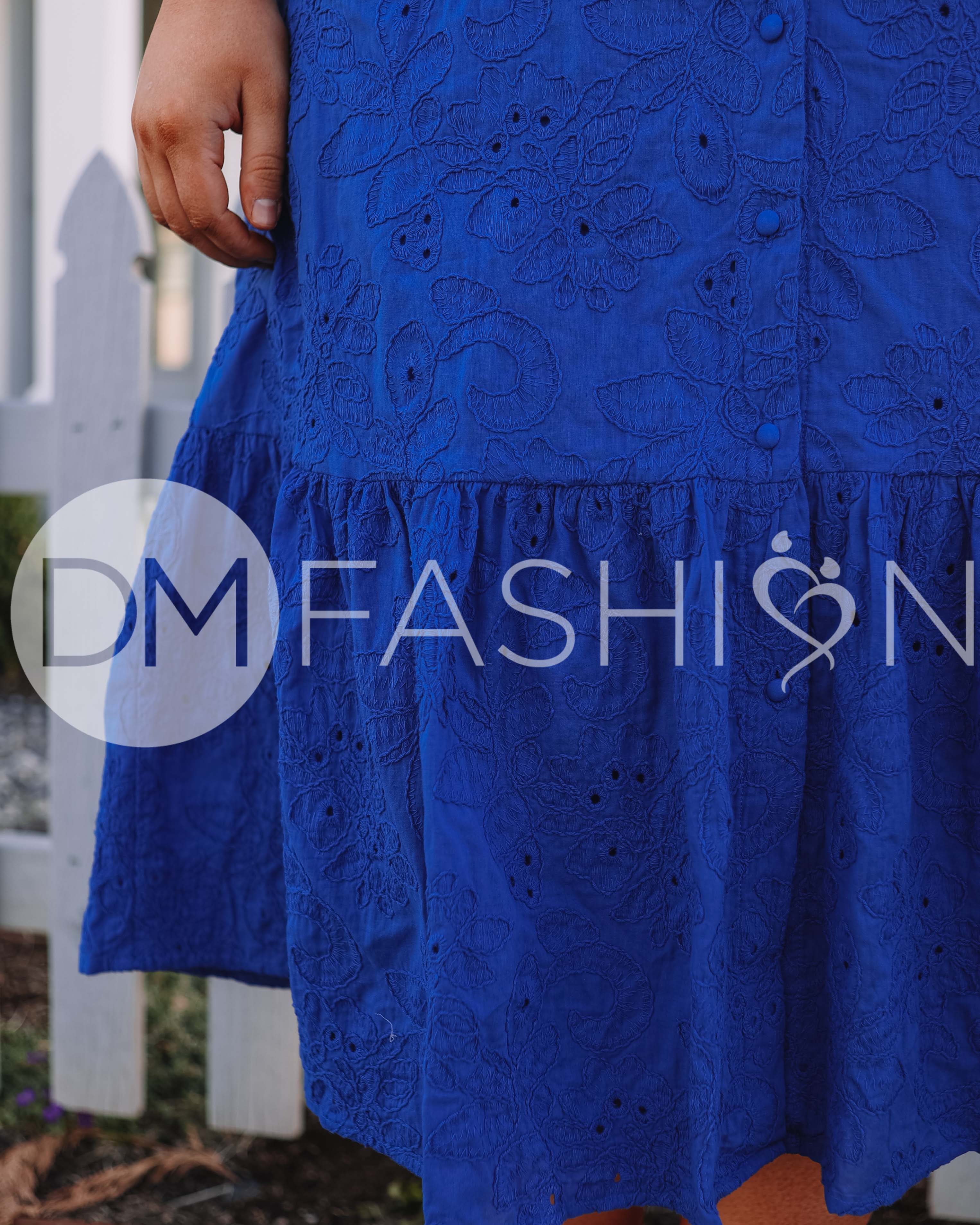 Hazel Royal Blue Eyelet Dress - MCO - Maternity Friendly - Nursing Friendly