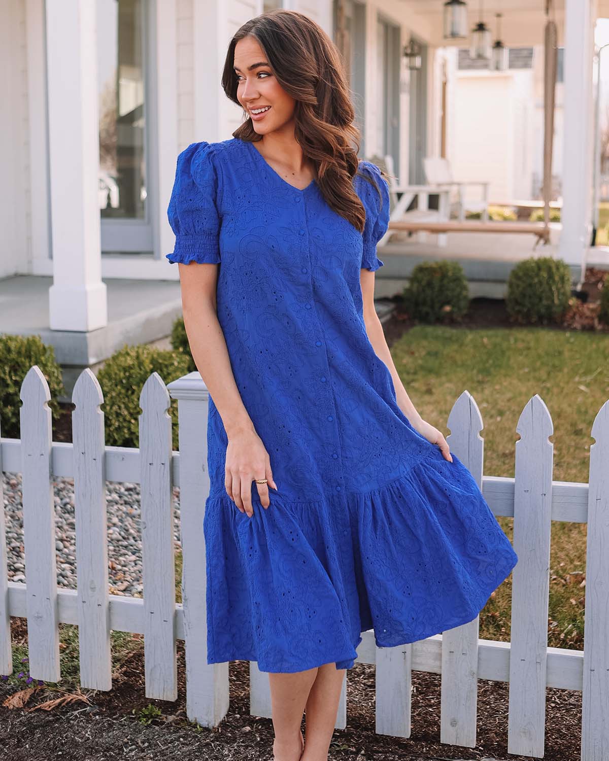 Hazel Royal Blue Eyelet Dress - MCO - Maternity Friendly - Nursing Friendly