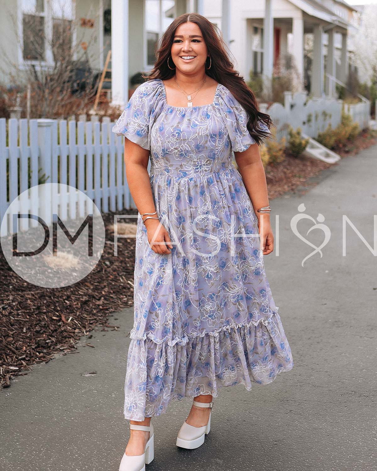 Annalise Cobalt Embroidered Floral Dress - DM Exclusive - Maternity Friendly
