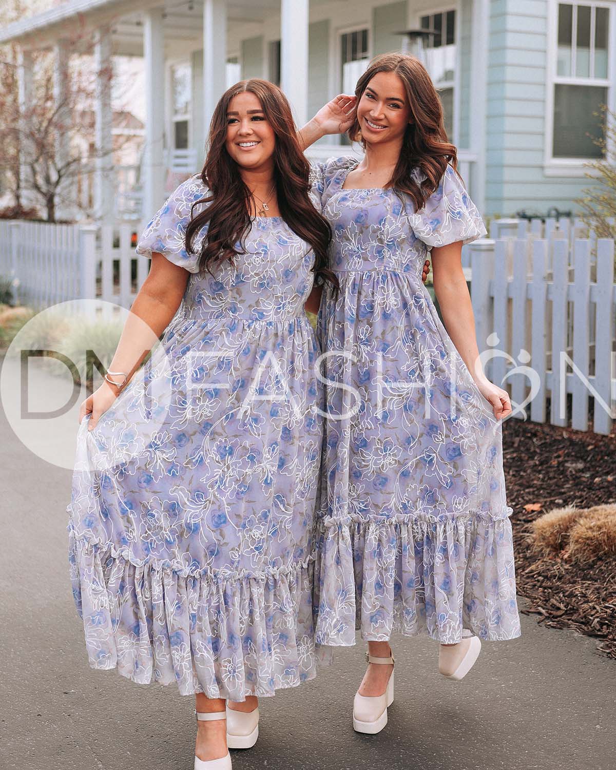 Annalise Cobalt Embroidered Floral Dress - DM Exclusive - Maternity Friendly