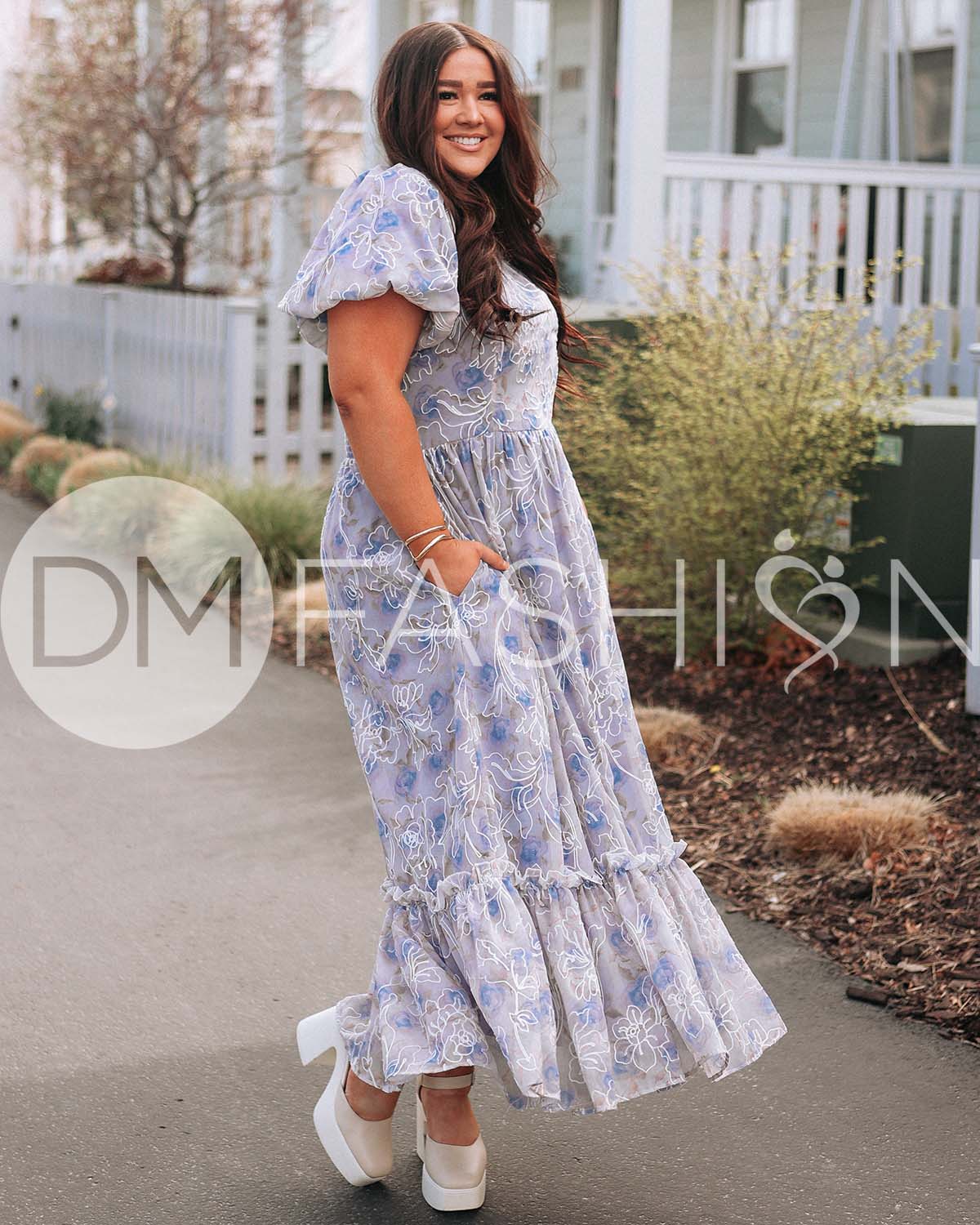 Annalise Cobalt Embroidered Floral Dress - DM Exclusive - Maternity Friendly