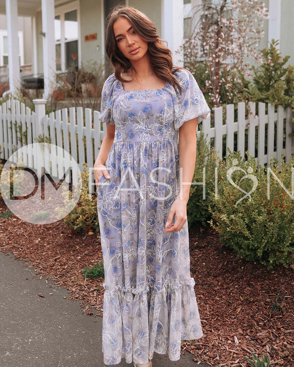 Annalise Cobalt Embroidered Floral Dress - DM Exclusive - Maternity Friendly