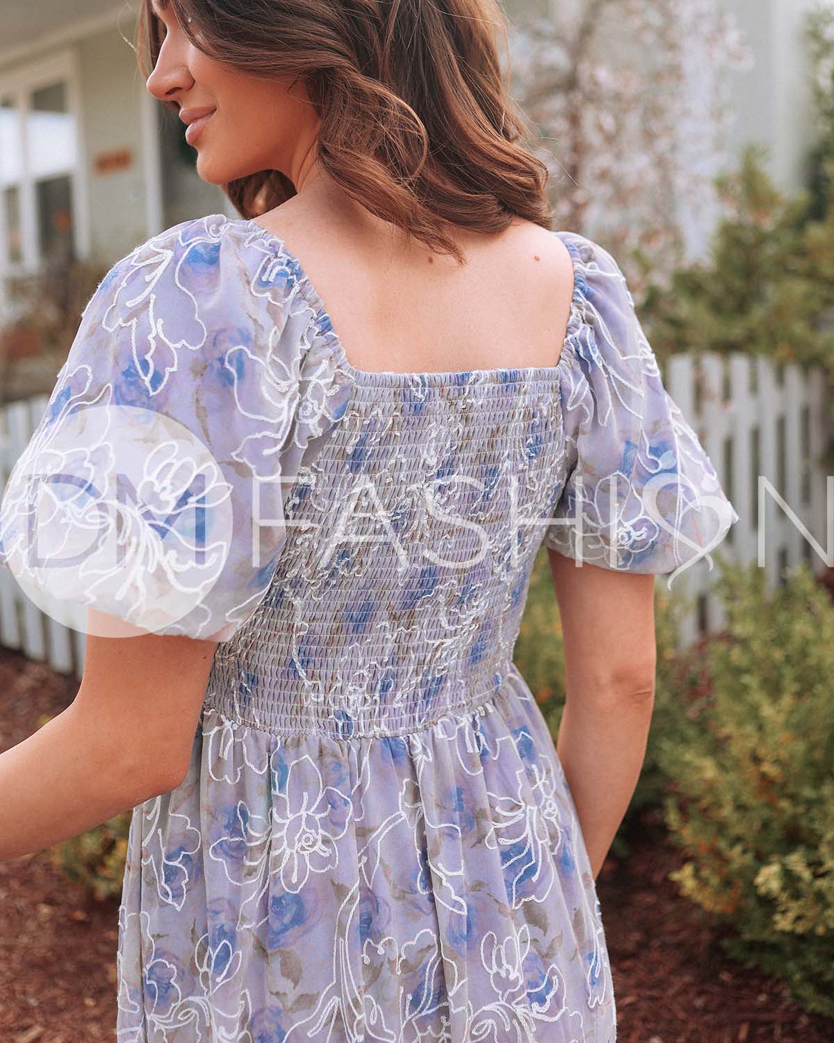 Annalise Cobalt Embroidered Floral Dress - DM Exclusive - Maternity Friendly