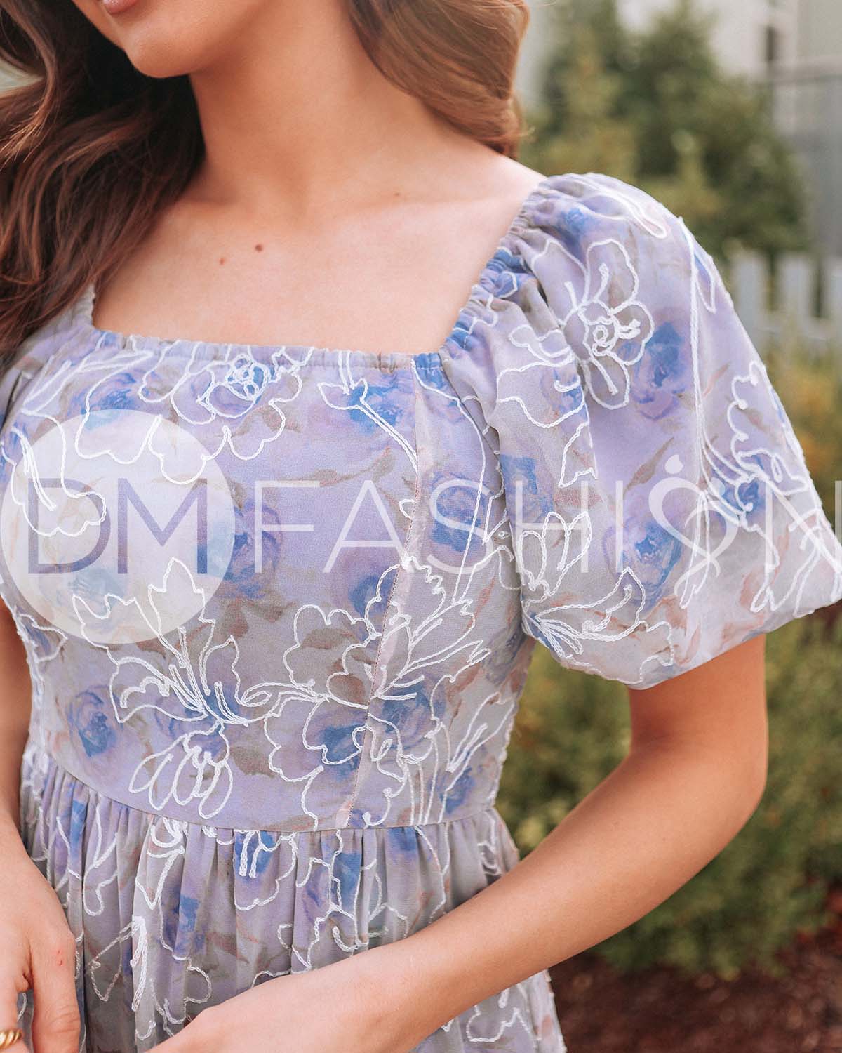 Annalise Cobalt Embroidered Floral Dress - DM Exclusive - Maternity Friendly