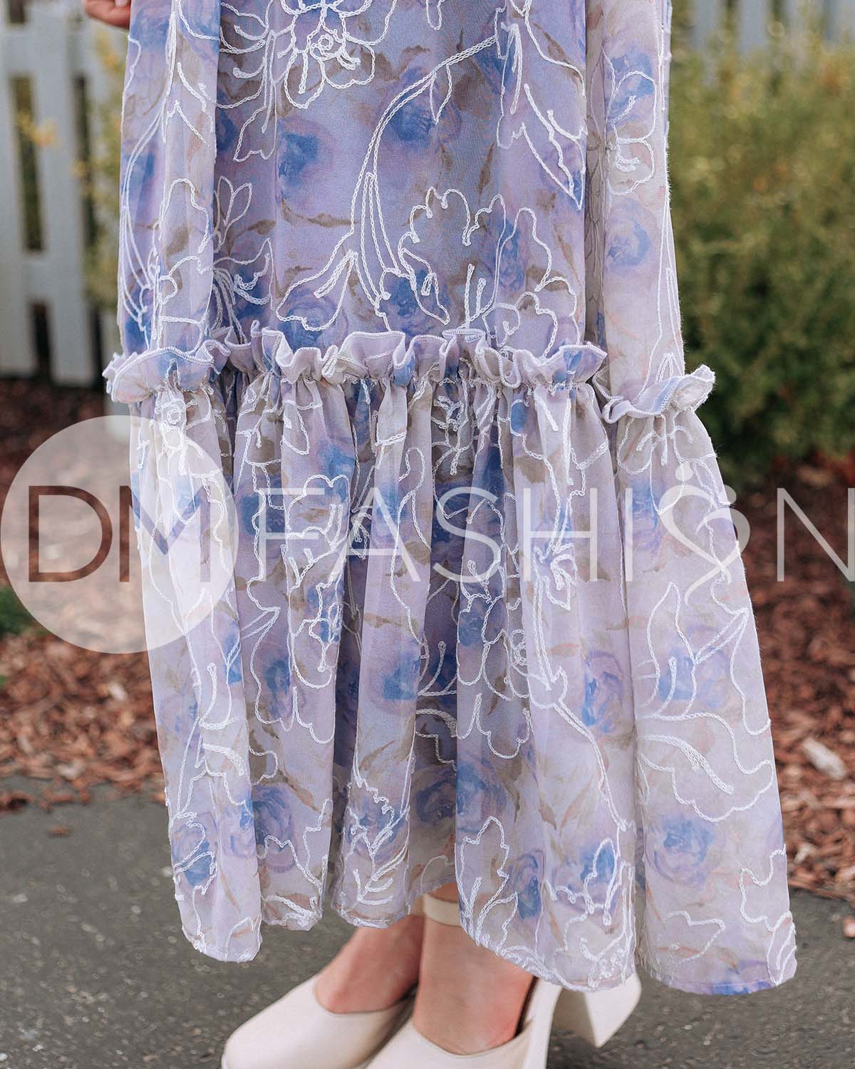 Annalise Cobalt Embroidered Floral Dress - DM Exclusive - Maternity Friendly