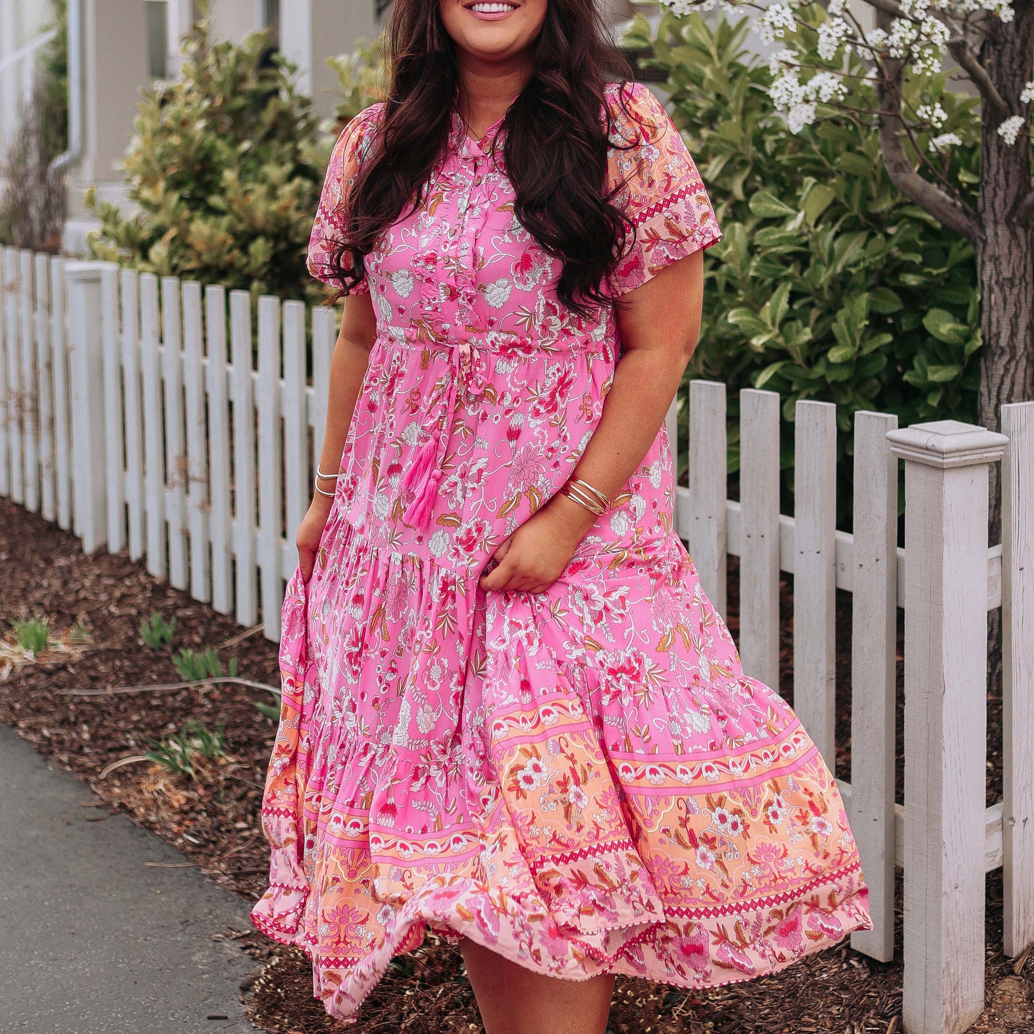 Maisie Pink Floral Dress - Nursing Friendly - Maternity Friendly