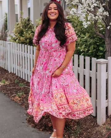 Maisie Pink Floral Dress - Nursing Friendly - Maternity Friendly