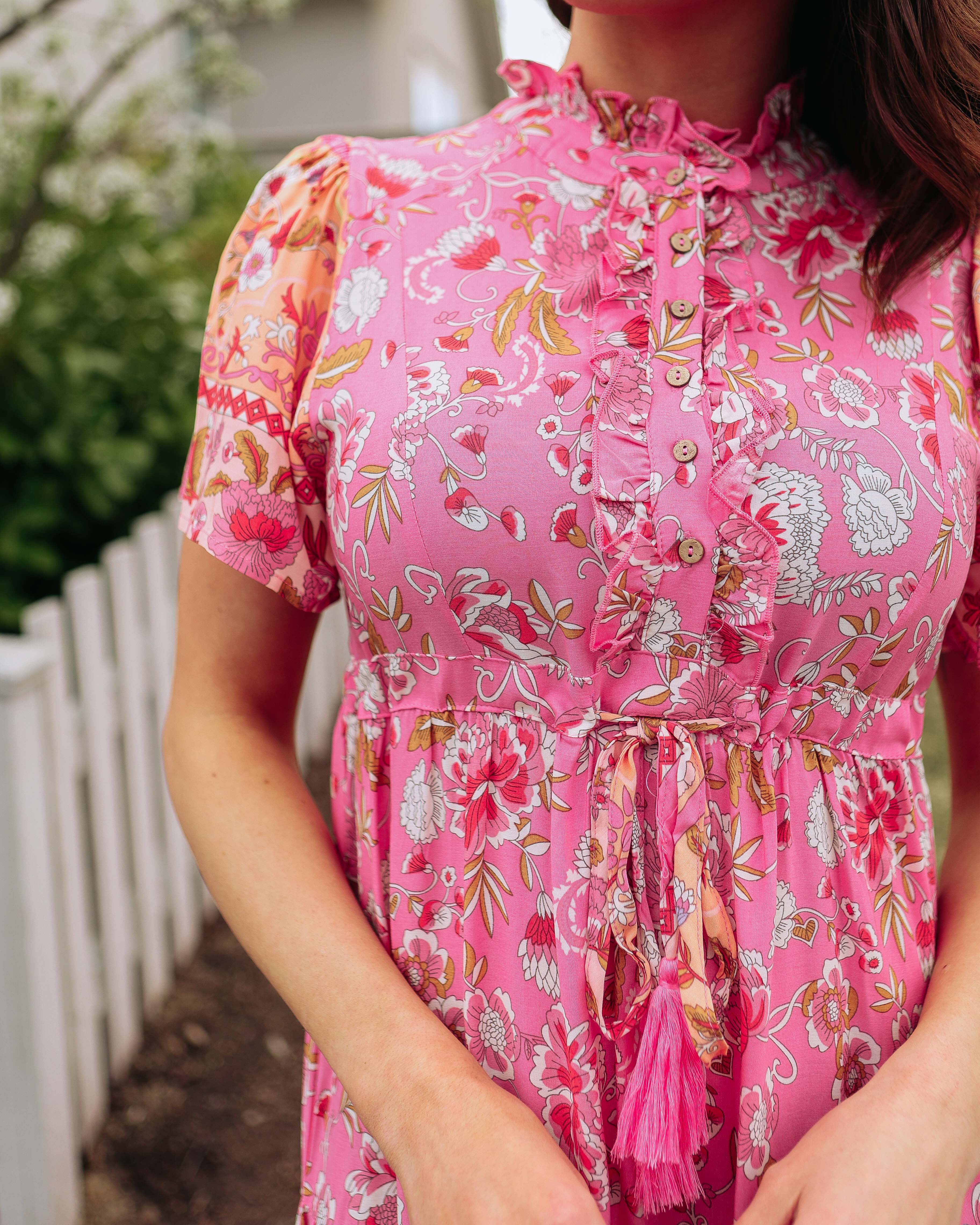 Maisie Pink Floral Dress - Nursing Friendly - Maternity Friendly