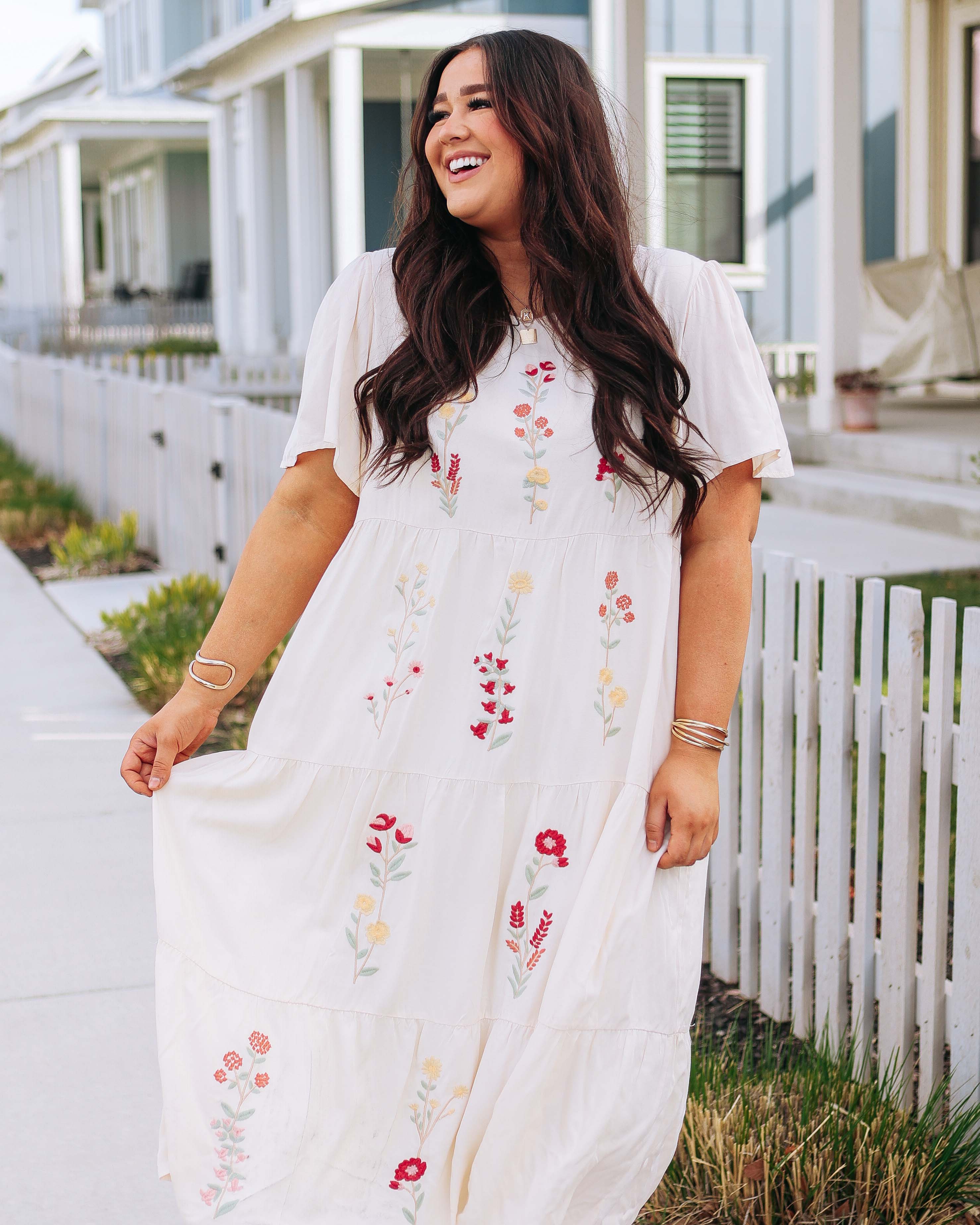 Eva Cream Embroidered Dress - Maternity Friendly - Restocked