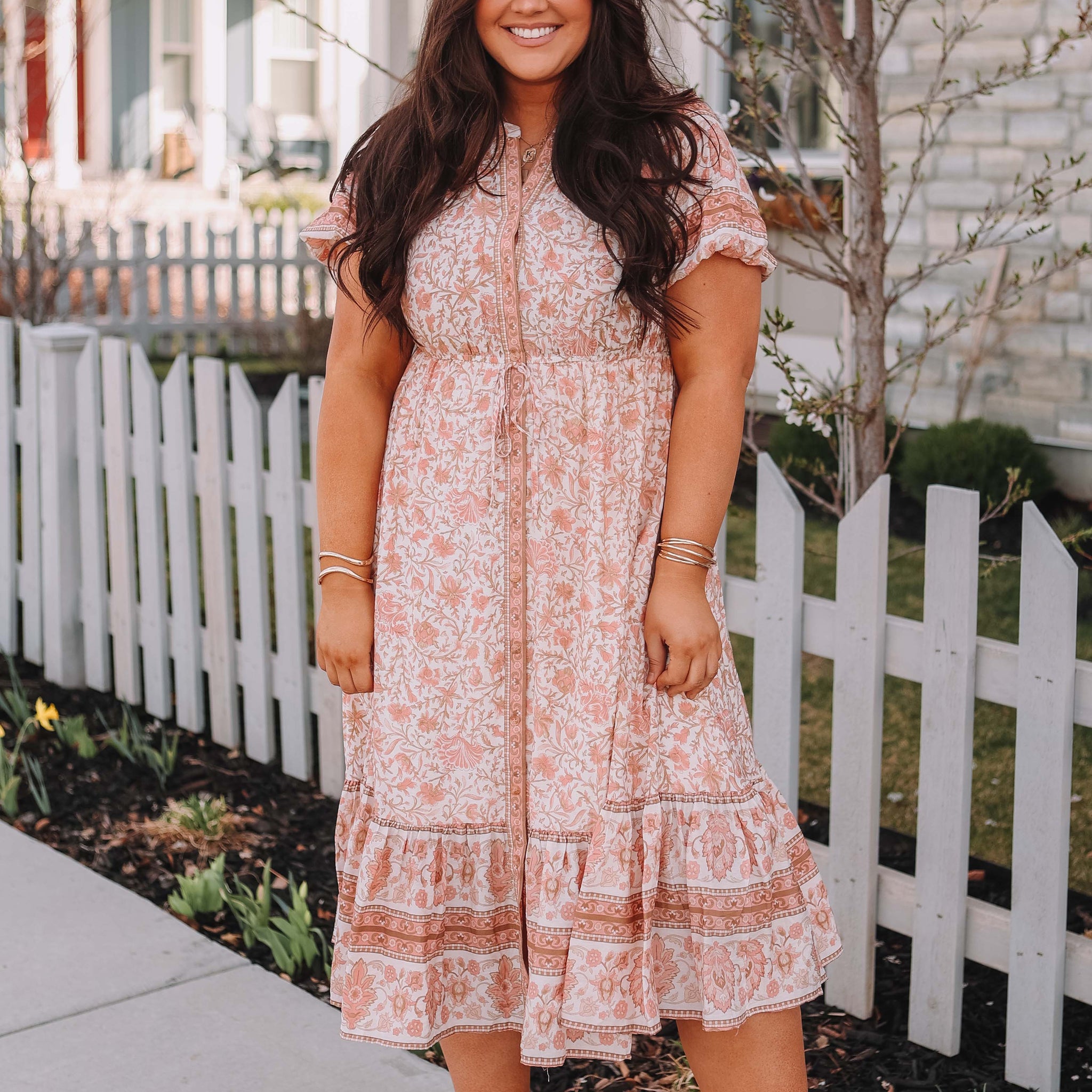 Tilly Boho Peach Floral Dress