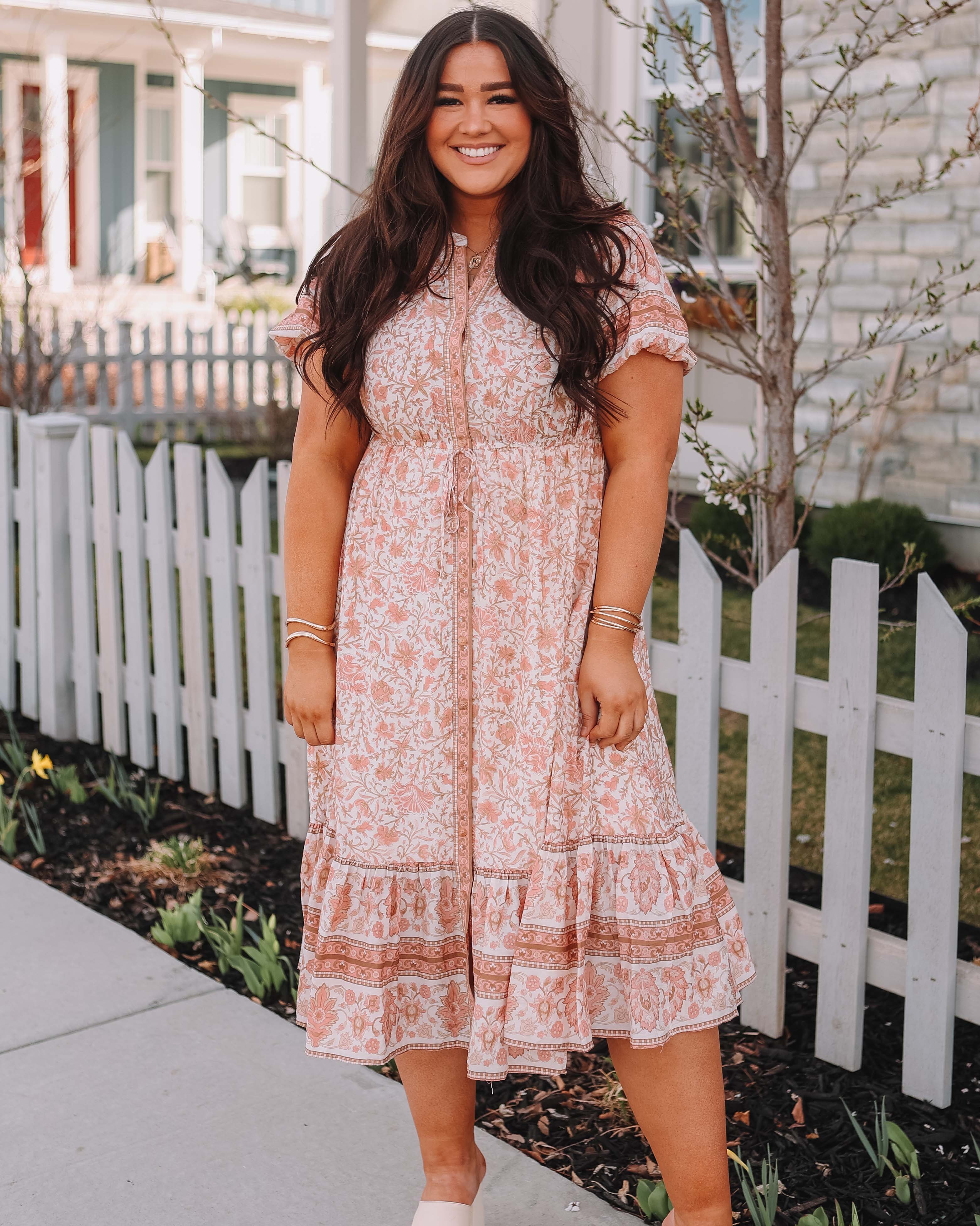 Tilly Boho Peach Floral Dress