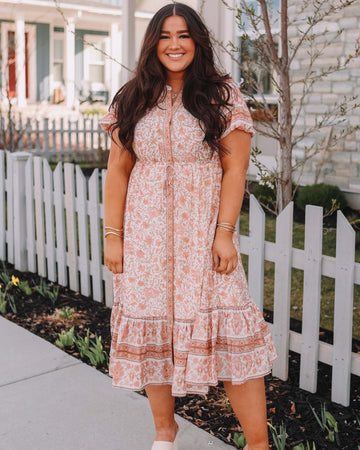 Tilly Boho Peach Floral Dress