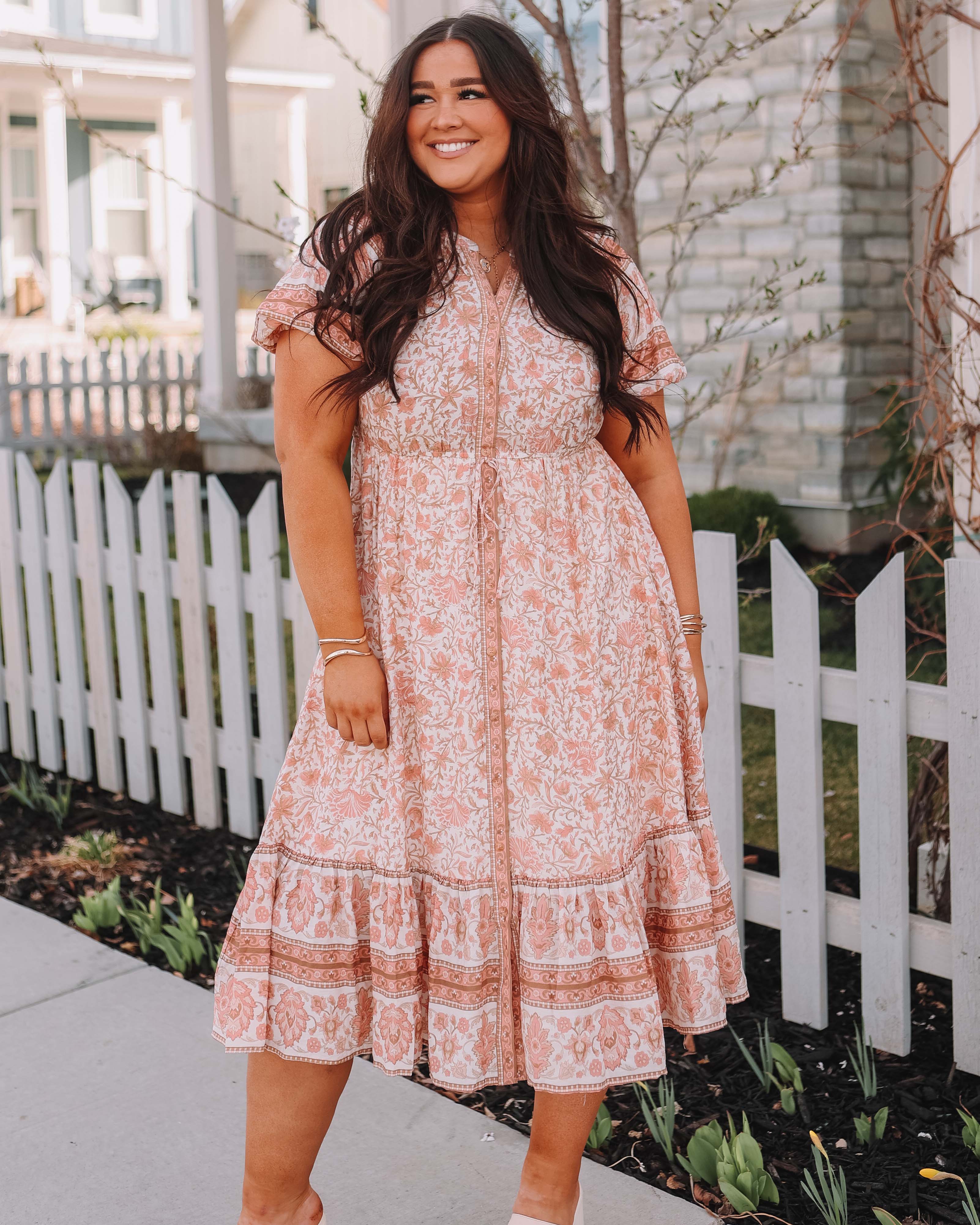 Tilly Boho Peach Floral Dress