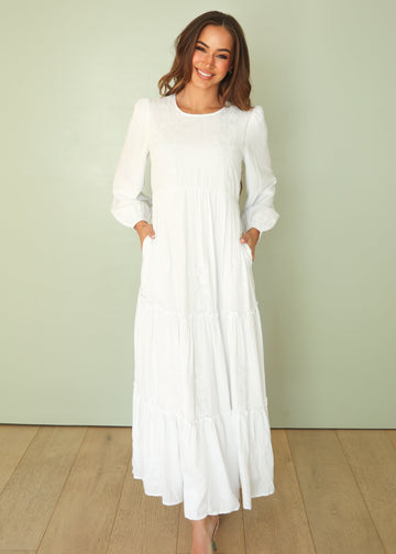 Amber White Embroidered Maxi Dress - FINAL FEW