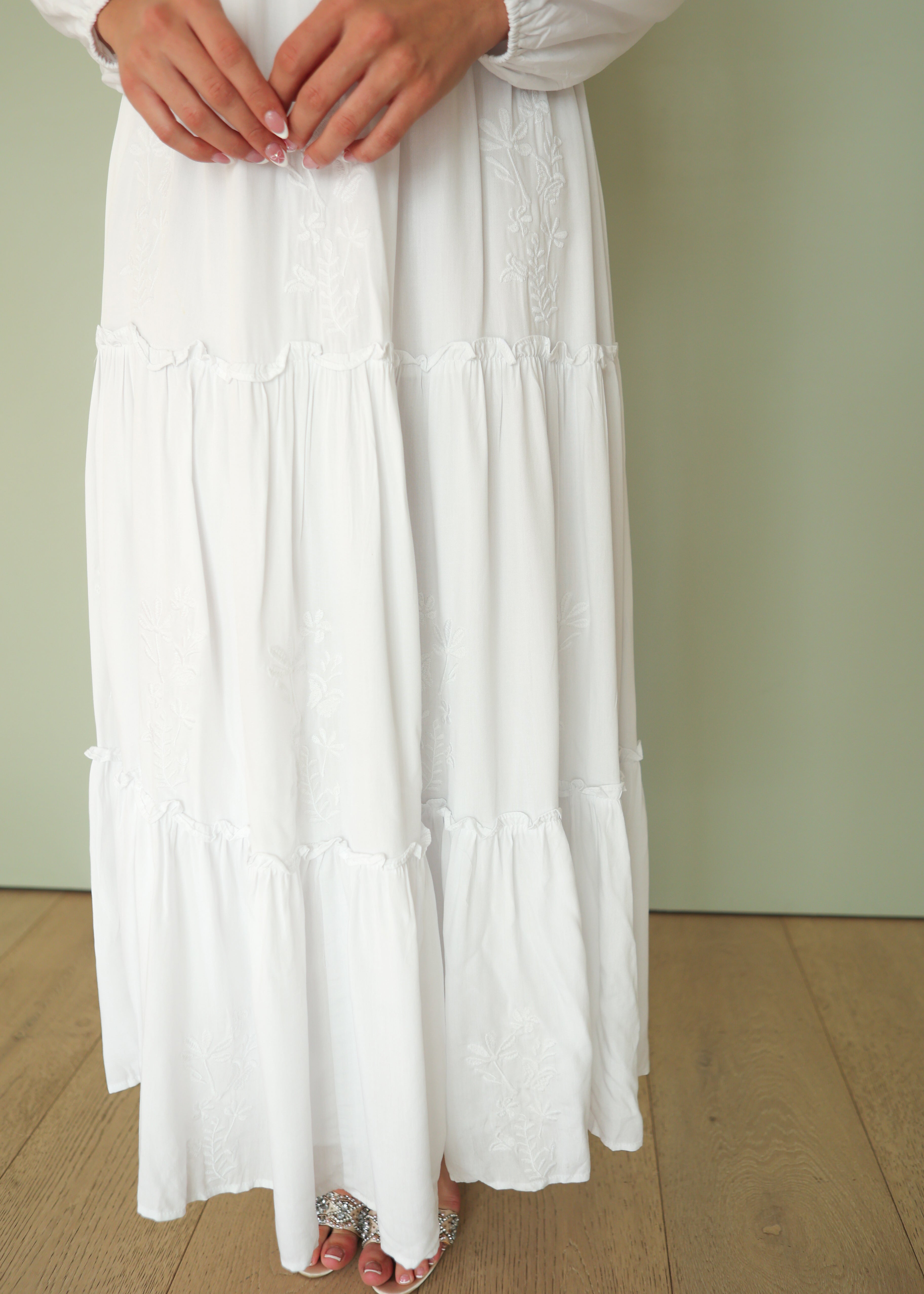 Amber White Embroidered Maxi Dress - FINAL FEW