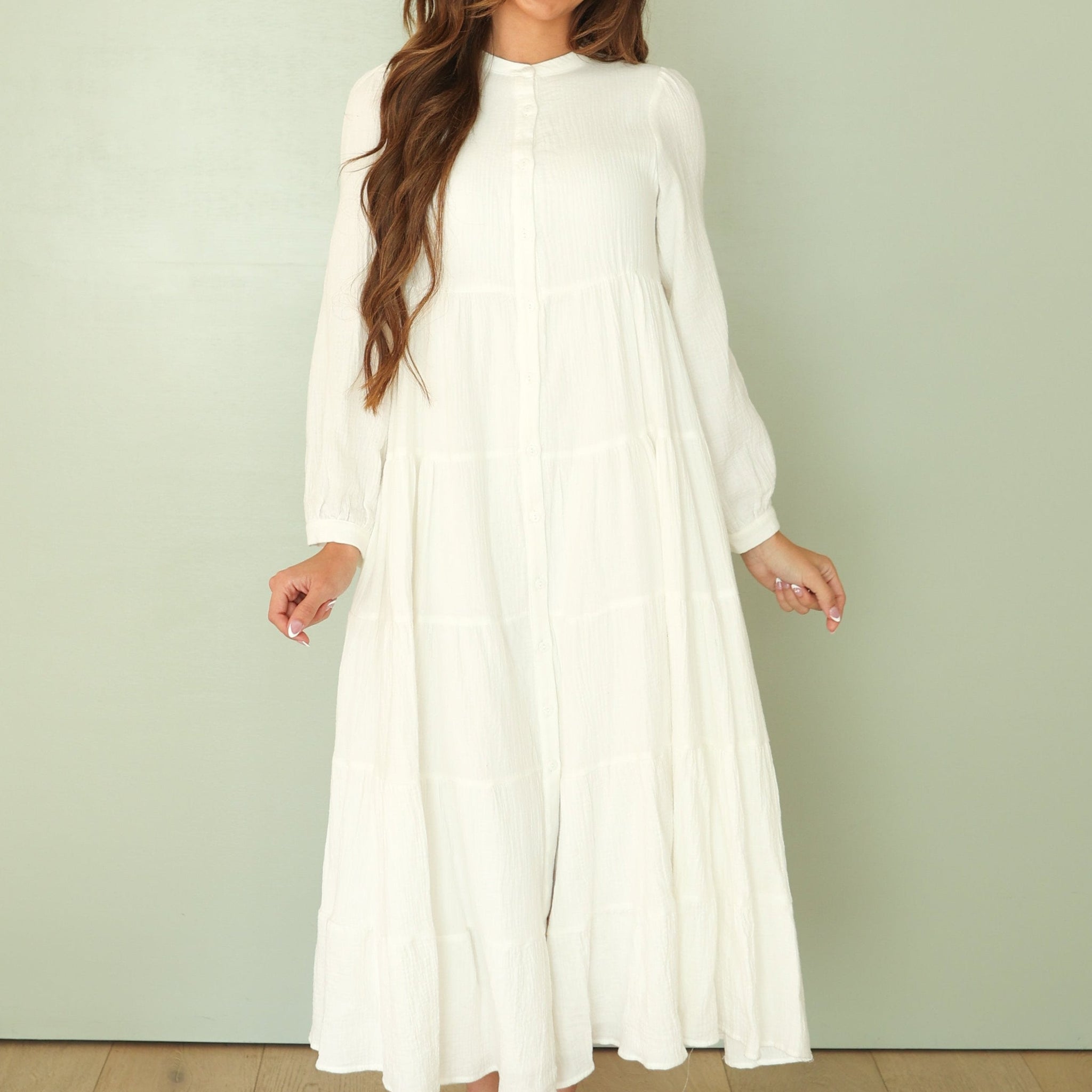 Eden Tiered White Dress - Nursing Friendly - FINAL FEW