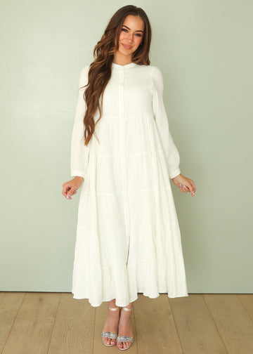 Eden Tiered White Dress - Nursing Friendly - FINAL FEW