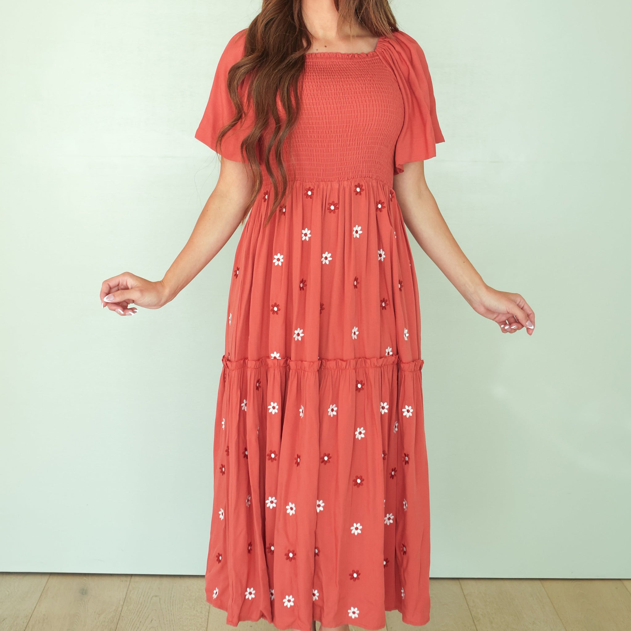 Betsy Fall Flower Embroidered Dress - FINAL SALE