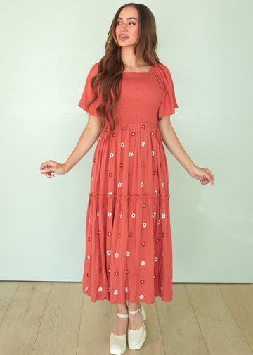 Betsy Fall Flower Embroidered Dress - FINAL SALE