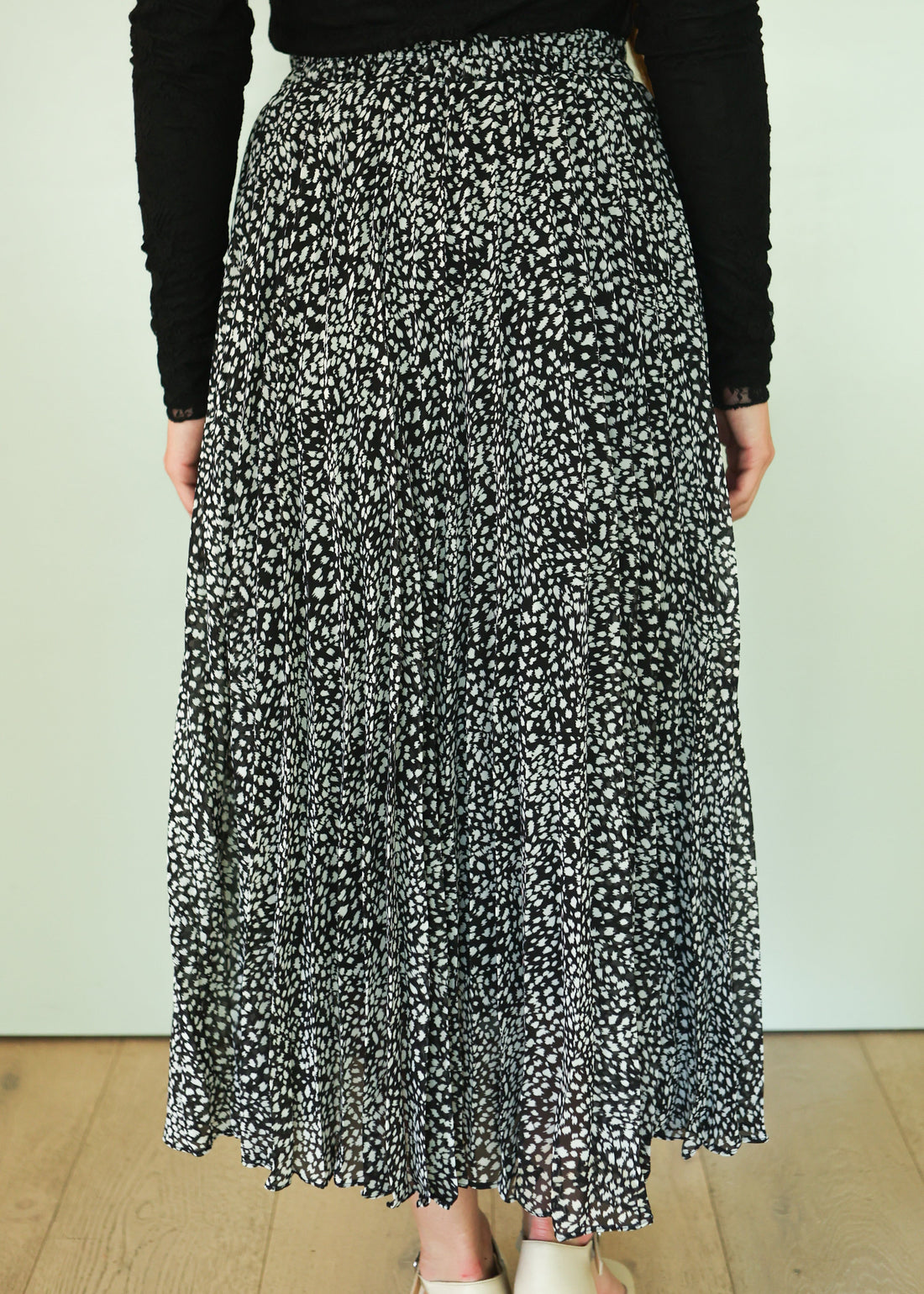 Maya Pleated Black Leopard Skirt - FINAL SALE