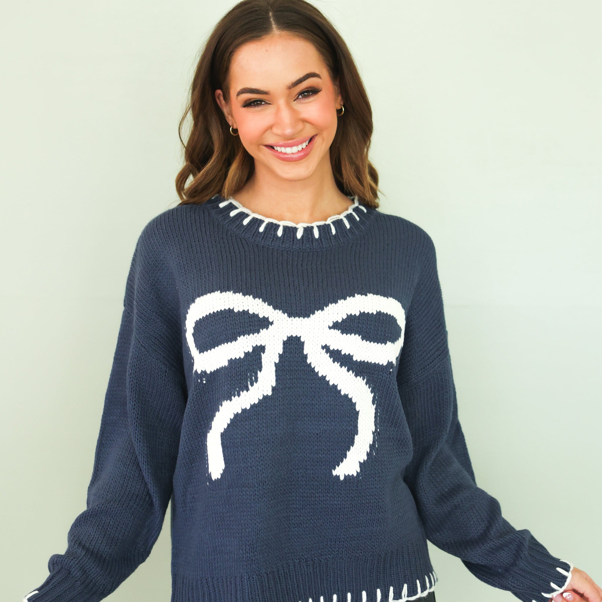 Say You Love Me Bow Sweater - FINAL SALE
