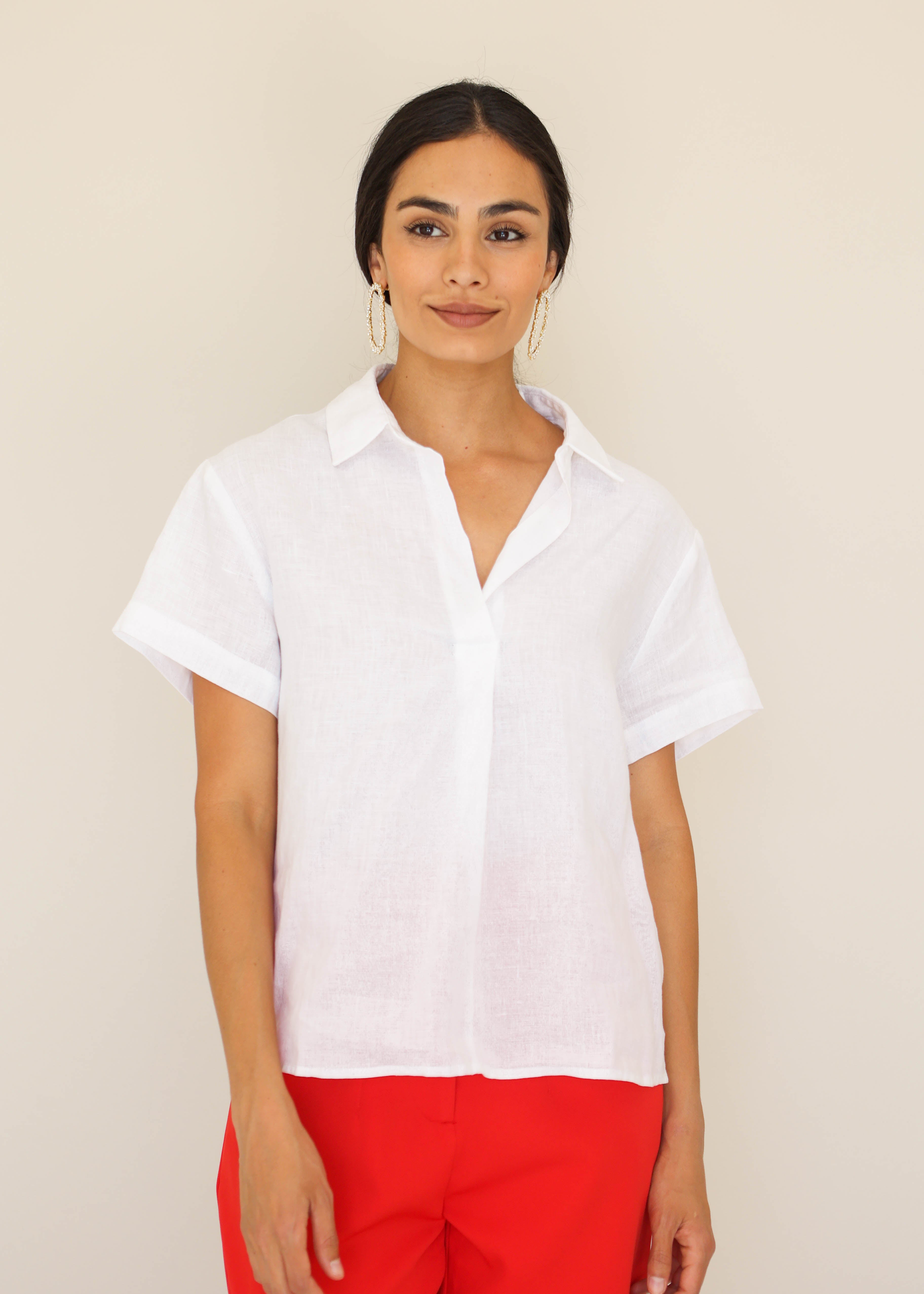 Boston White Linen Blouse - FINAL SALE