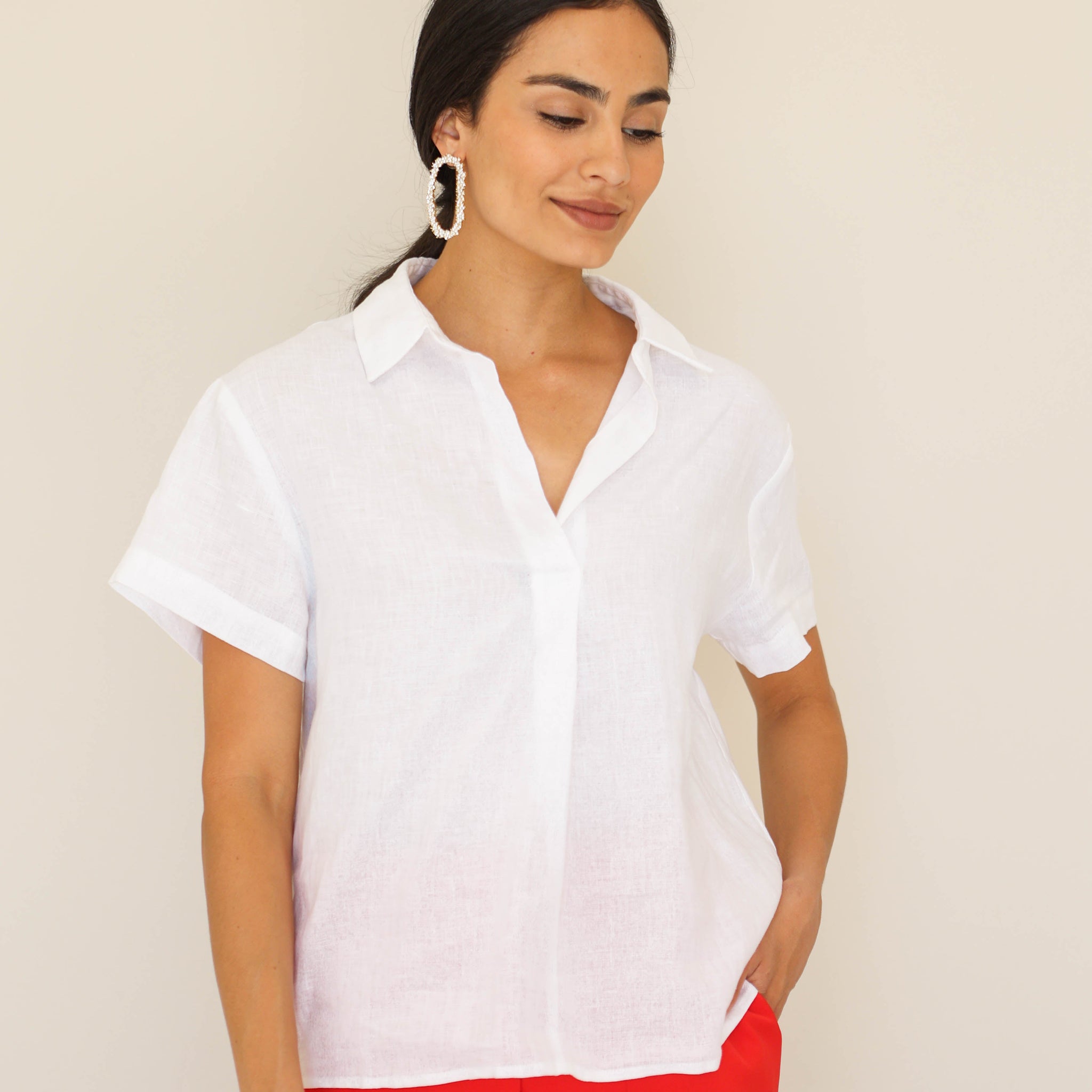 Boston White Linen Blouse - FINAL SALE