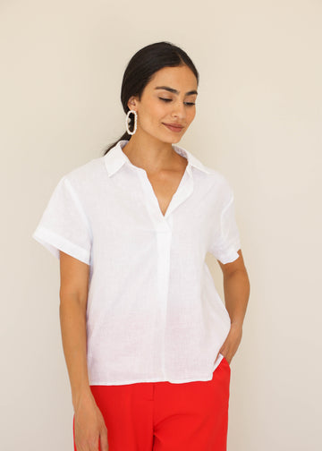 Boston White Linen Blouse - FINAL SALE