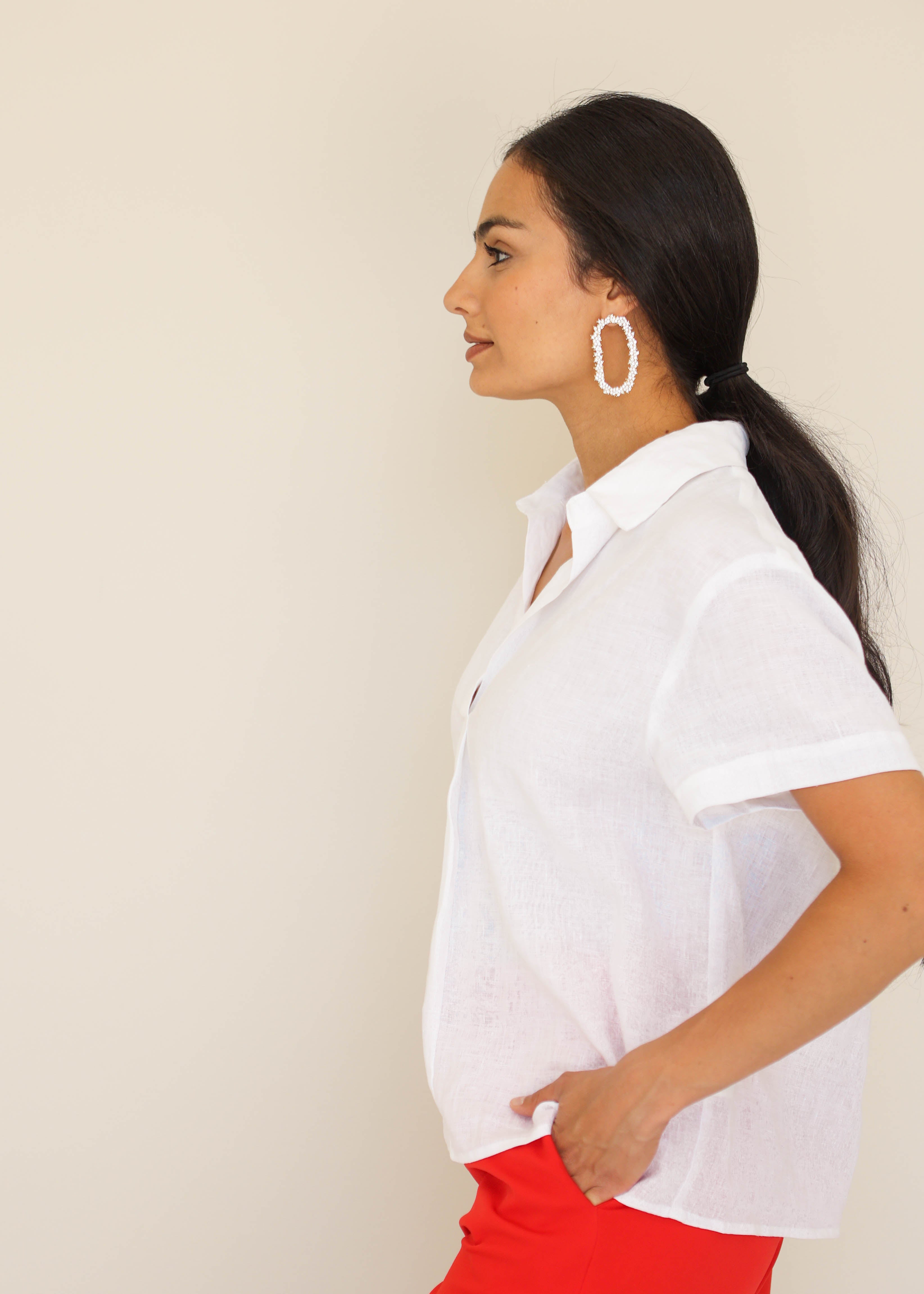 Boston White Linen Blouse - FINAL SALE